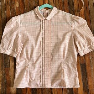 Vintage Levi Strauss & Co. Blouse w/ Peter Pan Collar and Grid Pattern